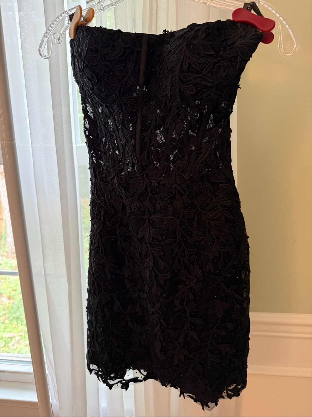 Black Strapless Lace Cocktail Dress Sherri hill